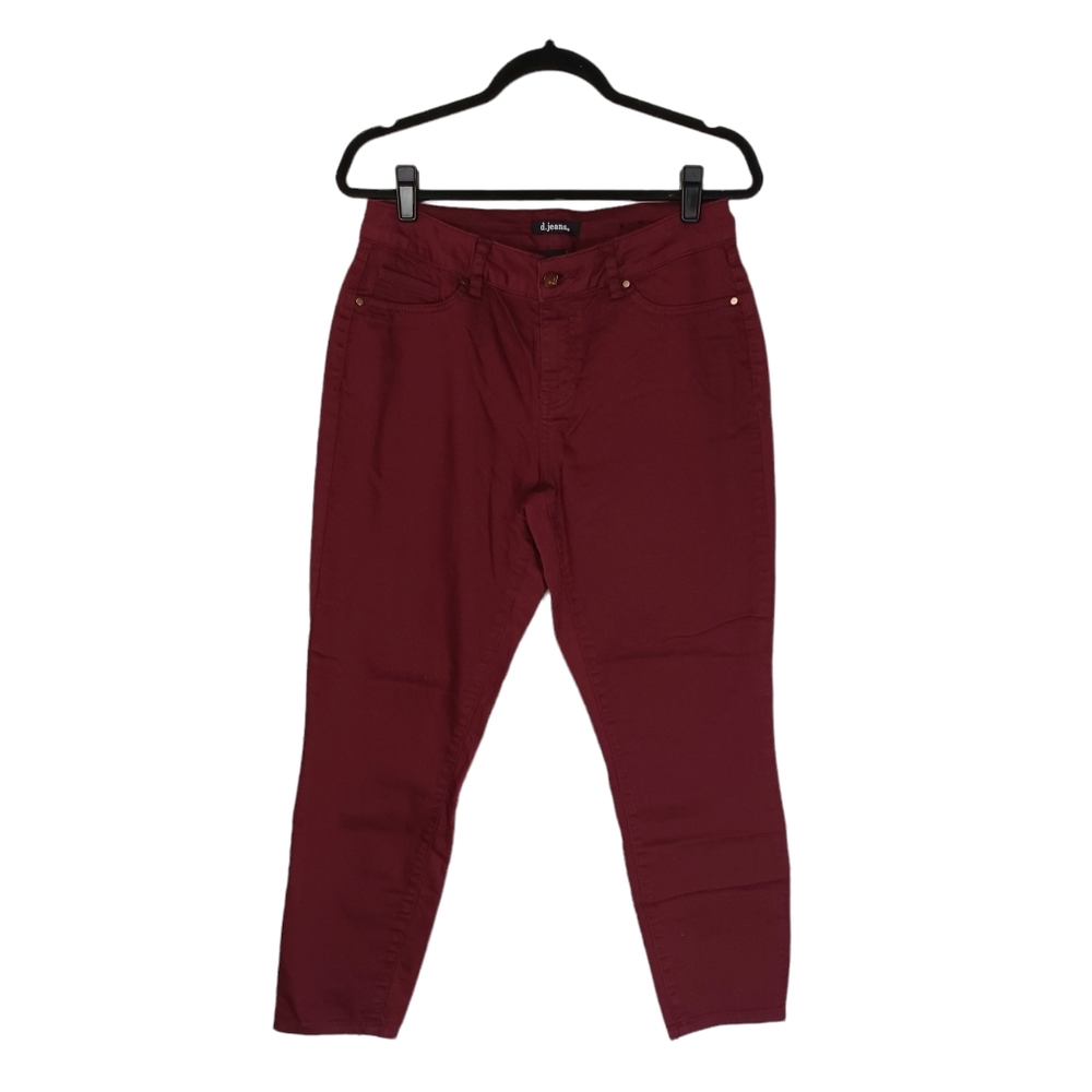 D.JEANS Burgundy Red Skinny High Waist Colored Pants 10 (Medium)